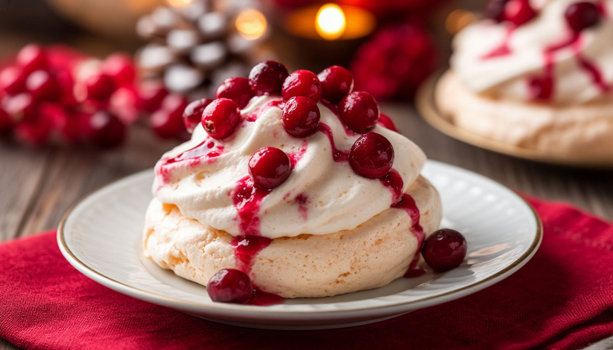 Безе с клюквой